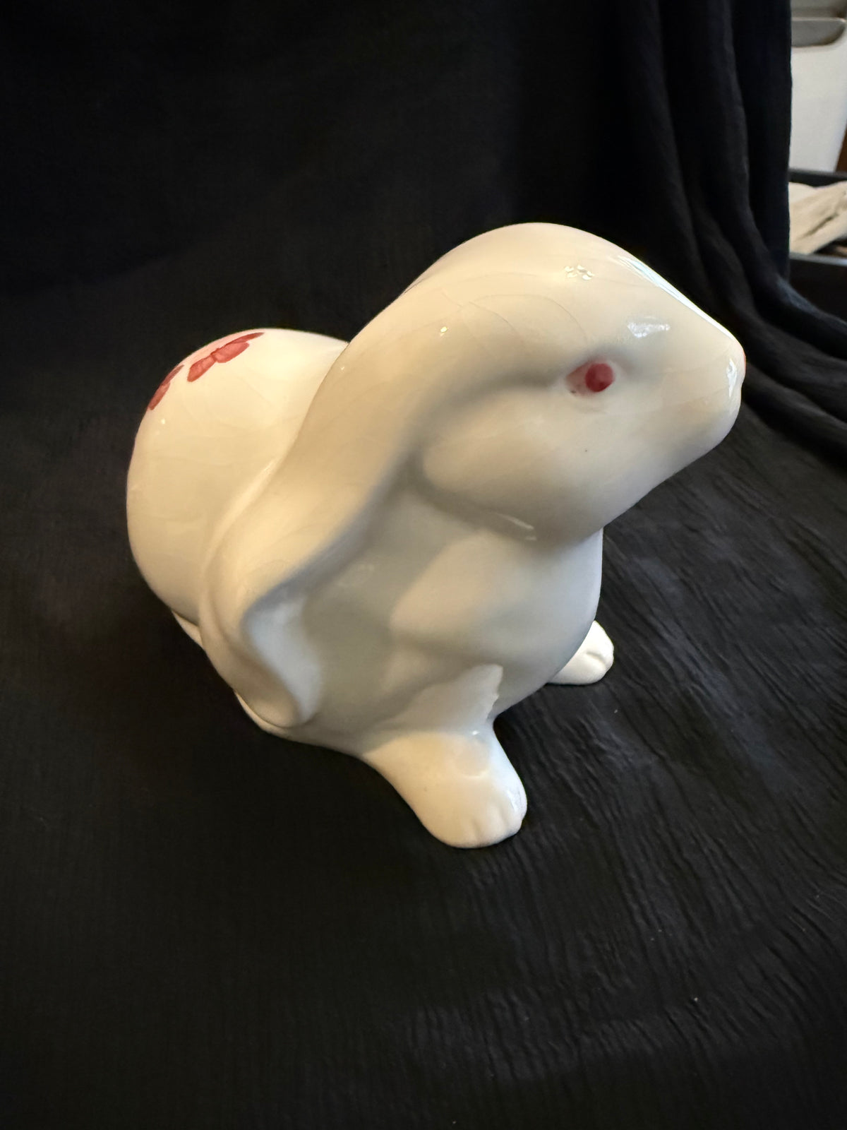 Vintage Hand-Painted Floral Ceramic Bunny Rabbit