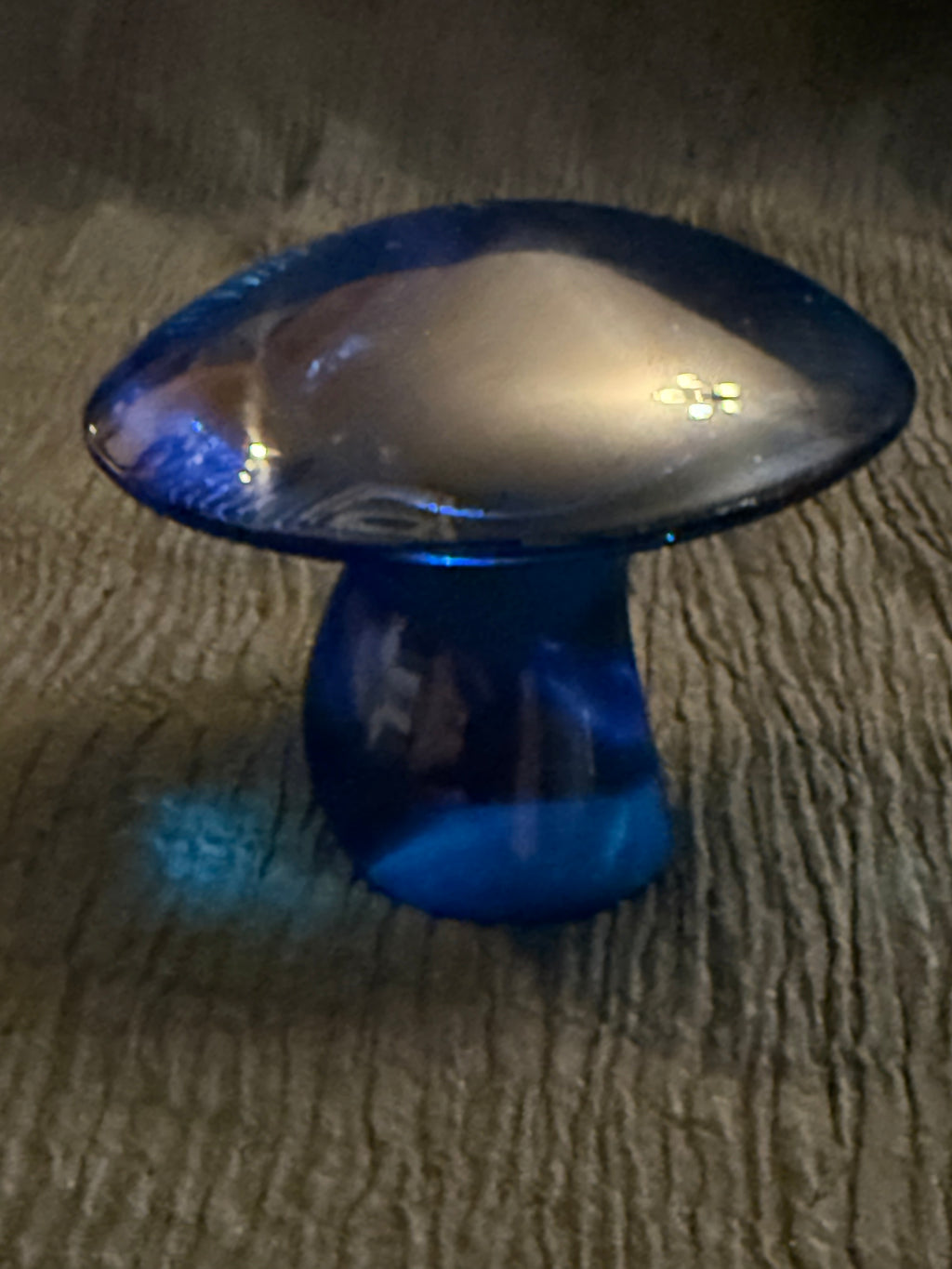 Vintage MCM Viking Art Glass Cobalt Blue Mushroom Paperweight