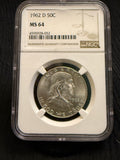 1962-D Franklin Half Dollar 50¢ – NGC MS64 – 90% Silver – Denver Mint