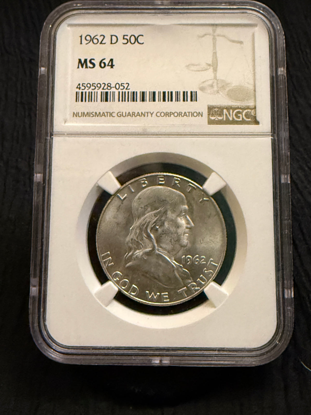 1962-D Franklin Half Dollar 50¢ – NGC MS64 – 90% Silver – Denver Mint