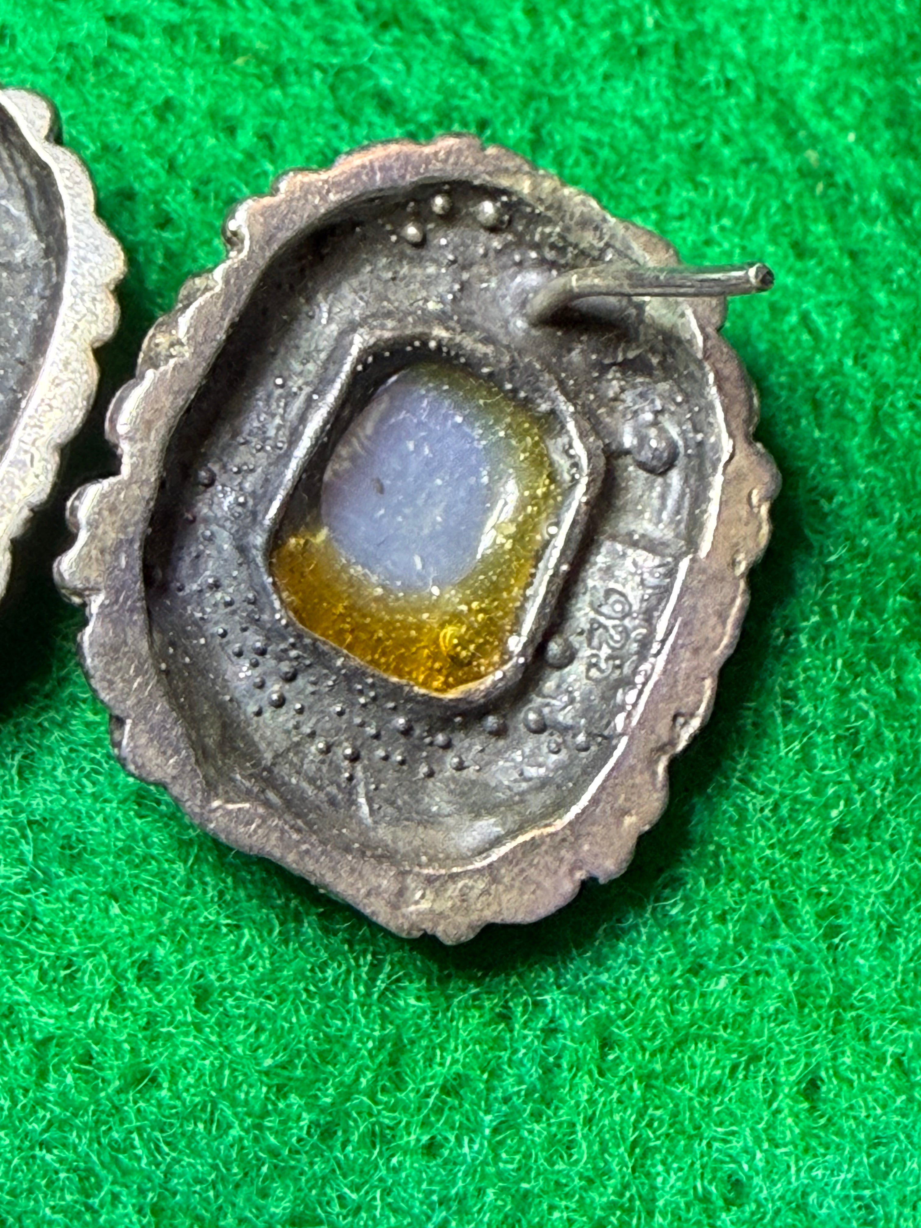 Gray cat’s eye post earrings
